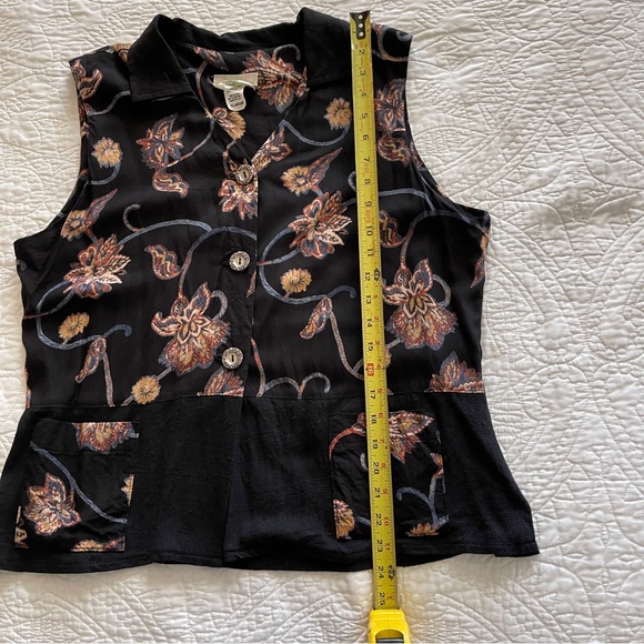 Vintage Kendall Creek Connections Black Floral Sleeveless Collared Blouse XL - Picture 2 of 10